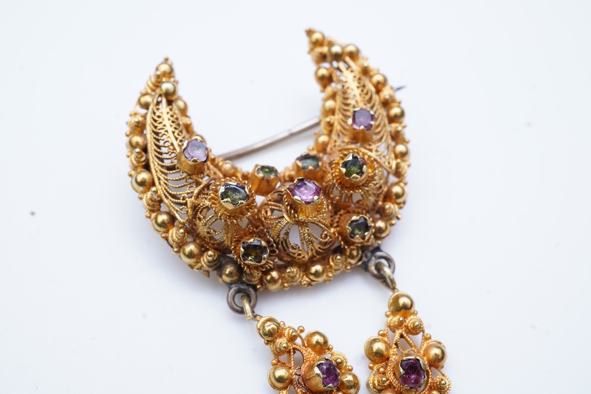A gold and gem-set brooch, 1830s composite